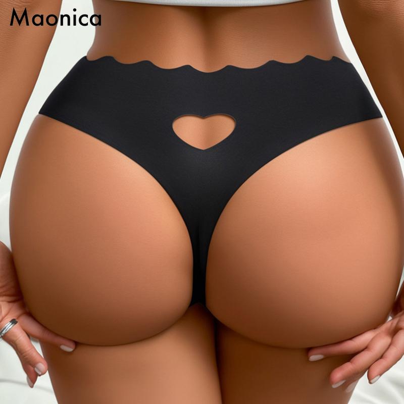 European Size Women's Sexy Seamless Thong Hollow Wave Waist G-string Heart Pattern T Pants