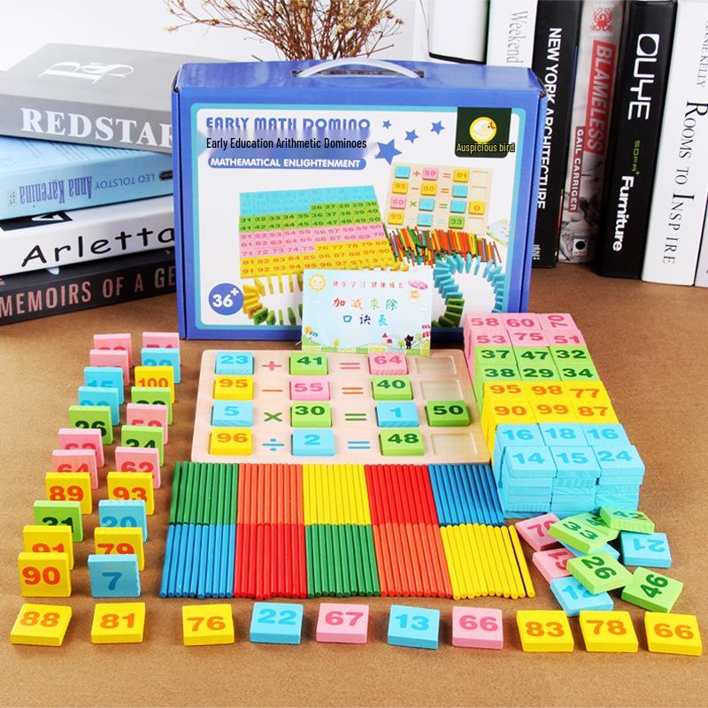 Wooden Digital Arithmetic Rod Set - 100 Pieces for Primary School Math.
