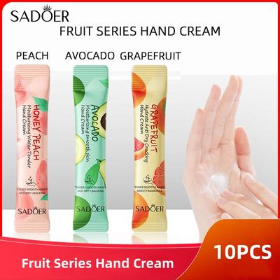 SADOER Fruchtserie Handcreme Pfirsich Feuchtigkeitsspendend und Zarte Haut Streifen Set