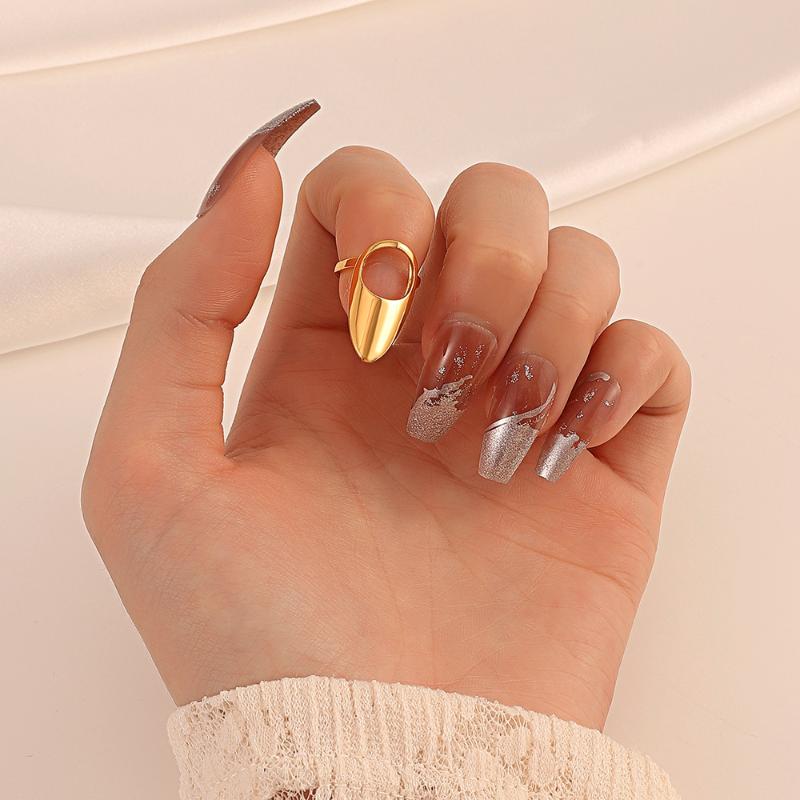 1/2 szt. Gotycki Rock Maszyneria Manicure Pierścionek na Opuszki Palców Regulowany Otwarty Pierścionek na Paznokieć Punk Metal Biżuteria Akcesoria Prezenty na Imprezę