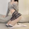 Uniform Temptation: Cute Student Plaid Mini Skirt & Low Neck Sweater Set