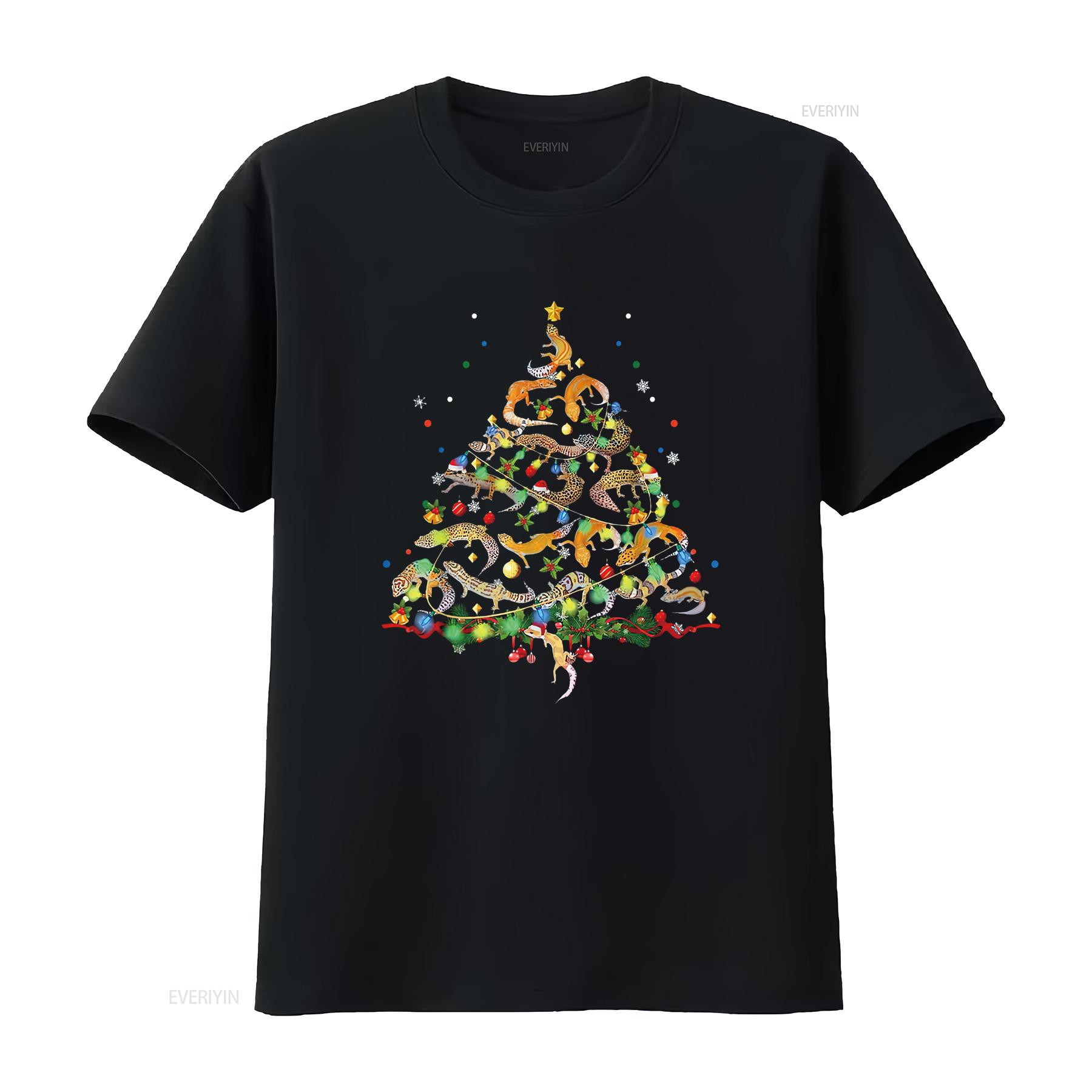 

Womens Leopard Gecko Christmas Tree Funny Marsupial Xmas T Shirt vintage Washed designer clothes Comfortable Stylish fashion 4XL