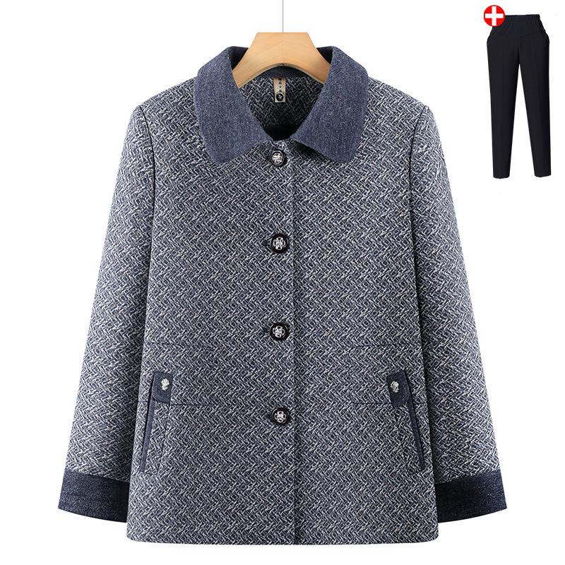 2026 New Spring/Autumn Plaid Cardigan for Middle-aged and Elderly Women - Stylish Grandma Jacket