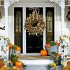 Autumn Fall Front Door Wreath Artificial Pomegranate Fruit Ribbon Bow Realistic Greenery Garland Hanging Onrmanet Thanks