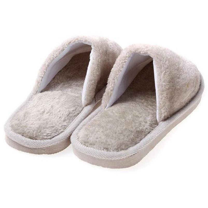 Non-slip Comfortable Winter Couples Solid Color Warm Home Plush Flat Candy Color Slippers