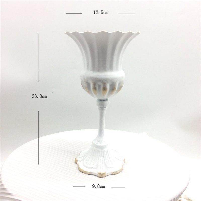 A58Z Europäischer Stil Ornament Vintage Eisenkunst Vase Blumengesteck Tischplatte Hohe Beine Florales Dekoratives Gefäß