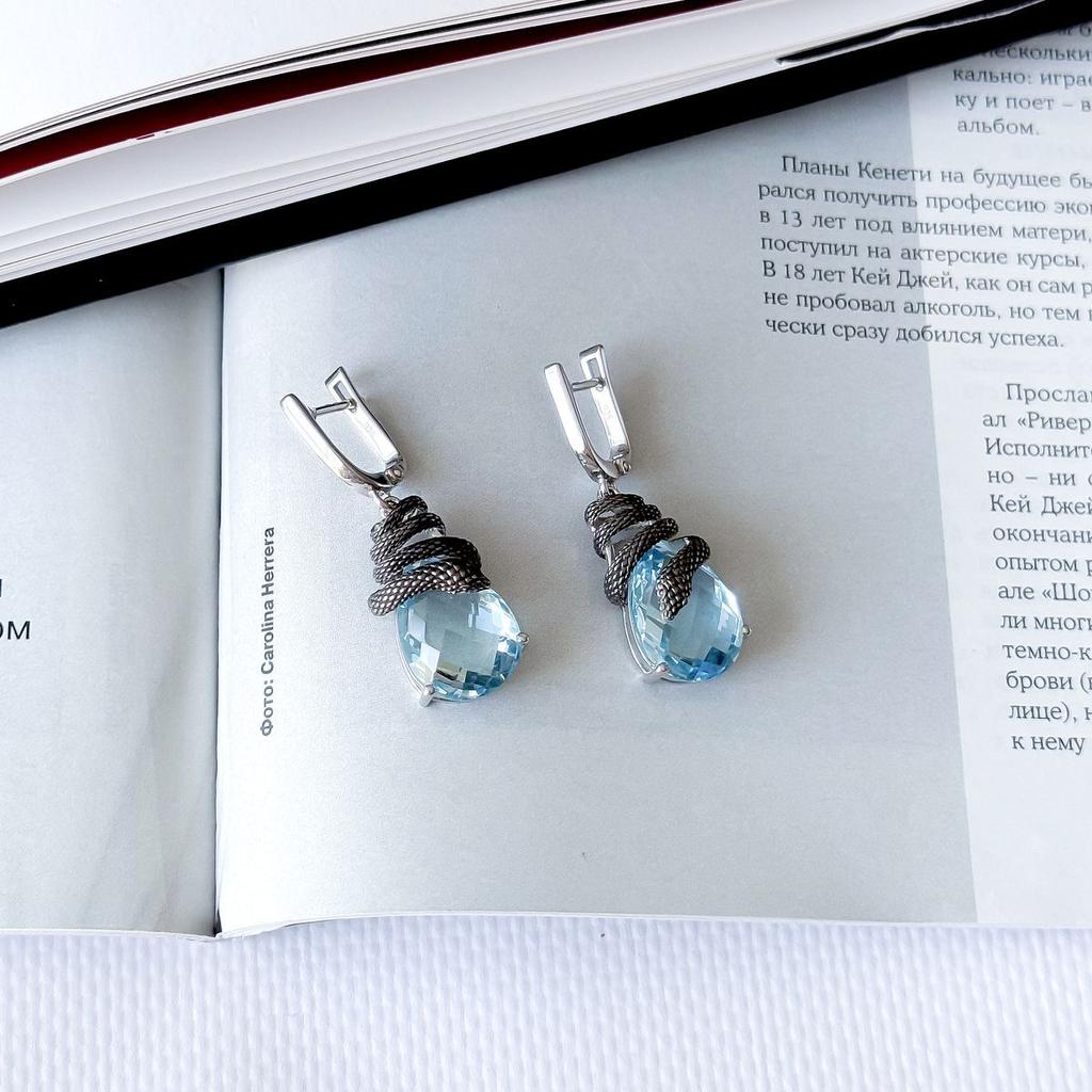 Серебряные серьги с натуральным топазом 20.183ct (2167730)