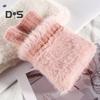 1 paio di guanti invernali da donna, mezze dita, spessi, in peluche, lavorati a maglia, elastici, per touchscreen, protezione del polso, per tenere al caldo, per ufficio, per scrivere, per studenti
