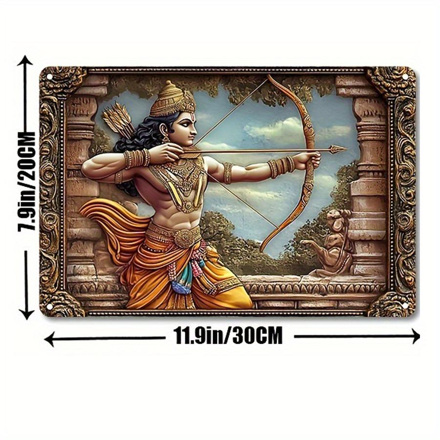 2d düz 30*20cm Klasik Ahşap Duvar Asma İşareti, Bar, Restoran, Oturma Odası, Ev için Lord Rama Savaş Temalı Dekoratif Plaket