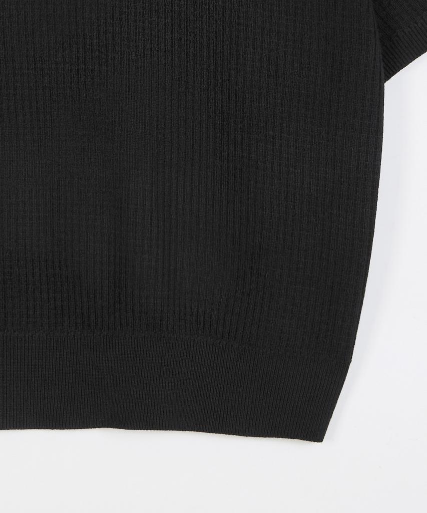 GLW Open Collar Waffle Half Knit Black
