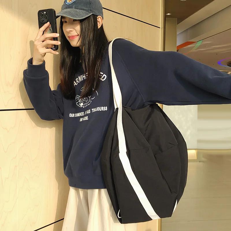 

Женская однотонная нейлоновая сумка через плечо с застежкой-молнией, высококачественный внутренний карман, лаконичные милые сумки