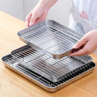 Grillplatte aus Edelstahl, antihaftbeschichtet, für Gemüse und Obst, Backform, Ofenablaufschale für Öl, separate rechteckige Backformen