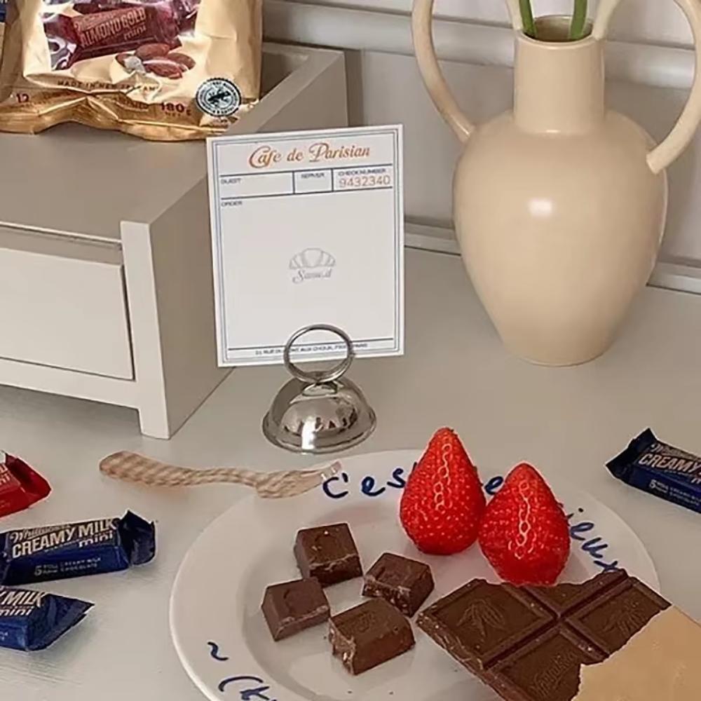 Stainless Steel Message Card Clip Desktop Photo Place Stands Card Holder  Home Office Accessories