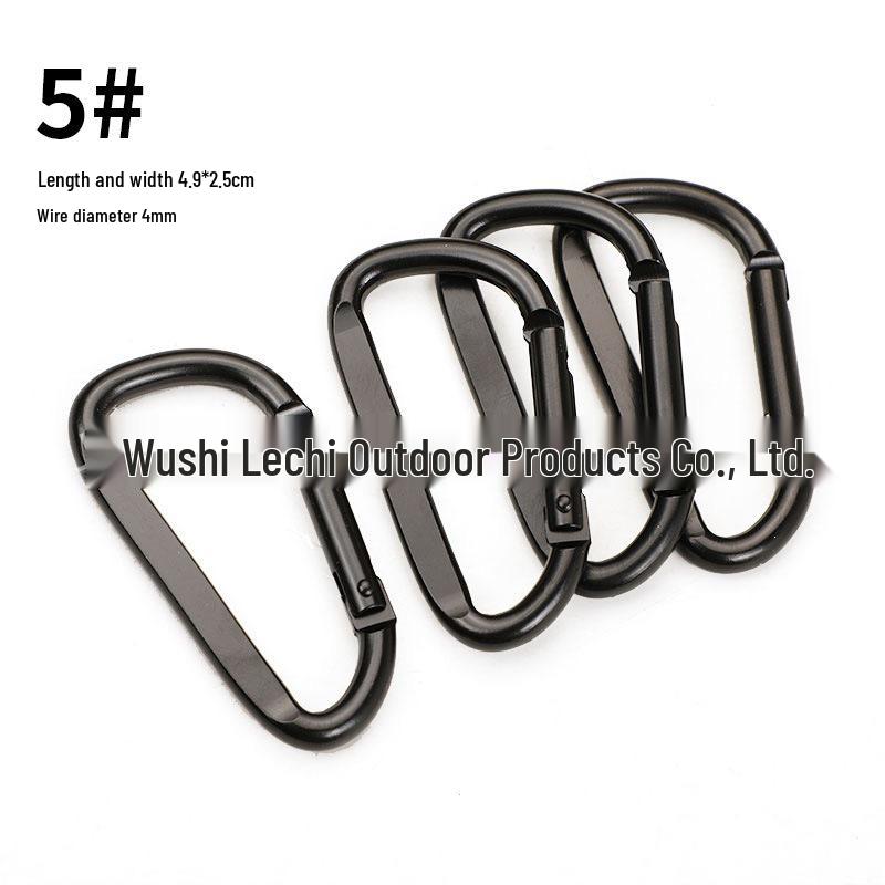 D-Shaped Black Aluminum Carabiner Bluetooth Earphone Case Hook Keychain Ornament