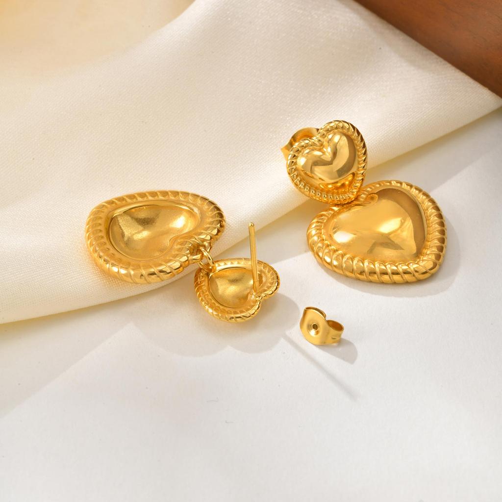 Stainless Steel Romantic Heart Drop Earrings Fashion Daily Gold Plated Dangle Earrings Fashion Daily Jewelry for Women Gift