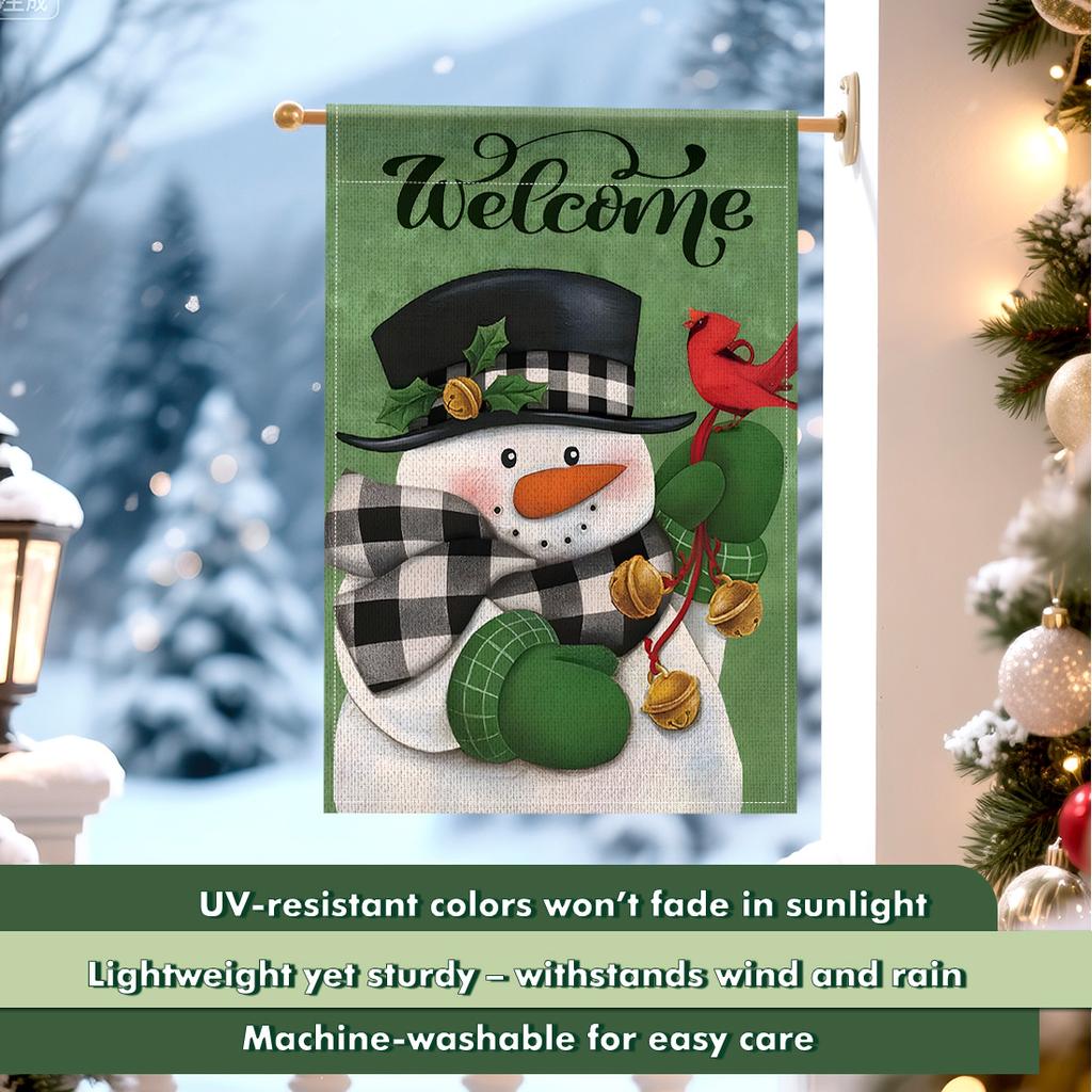 Christmas Snowman Garden Flag 12x18 Inch Double Sided for Courtyard Outdoor Welcome Flag Decoration (Excluding Flagpole)