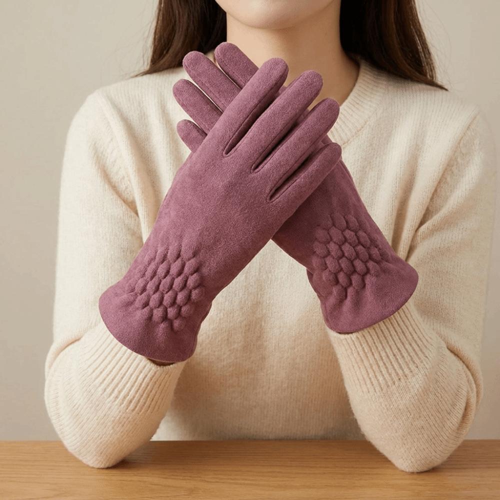 Solid Color Gloves Thickened Winter Mittens Temperament Suede Velvet Gloves Women