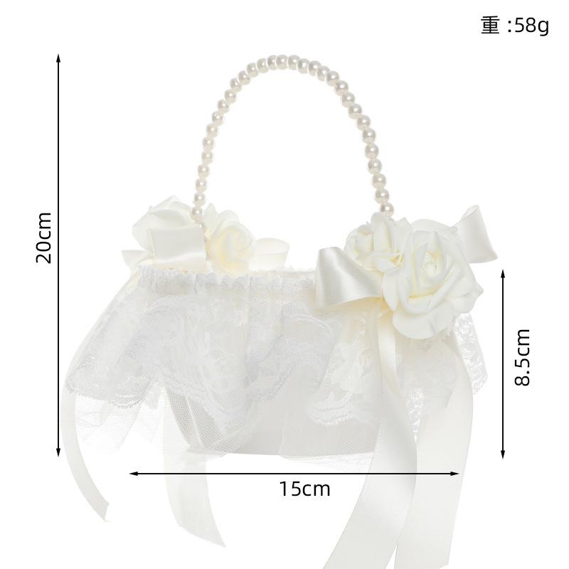 Wedding Flower Basket Bridesmaid Lace White Flower Girl Basket Vintage Rustic Wedding Ceremony Bridal Shower Table Decor New