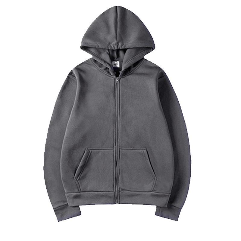 Hanorac unisex cu fermoar, cardigan de culoare uni pentru toamnă/iarnă, îmbrăcăminte sport - Stil european și american