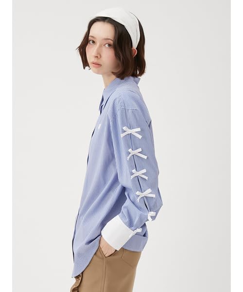 Furfur Ribbon Sleeve Overshirt RWFT251065 BLU Women's