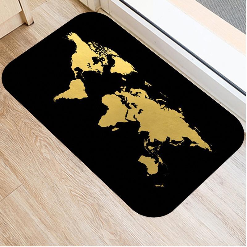 Black Gold Striped Welcome Door Mat Living Room Balcony Hallway Entrance Non-slip Rugs Bedroom Kitchen Laundry Room Floor Mats