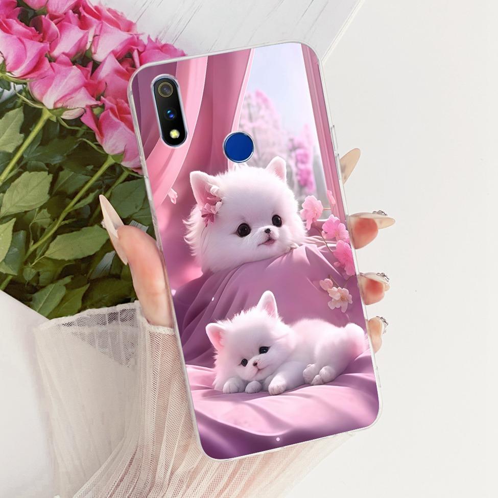 Transparent For Realme 3 Pro Case RMX1851 Cute Cat Fashion Butterfly Funny Painted Casing For Real Me 3 Pro Cover