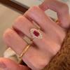 Vintage Court Medieval Style Oval Red Zirconia Rings For Women Fashion New Jewelry Lady Gift Party Anillos Mujer