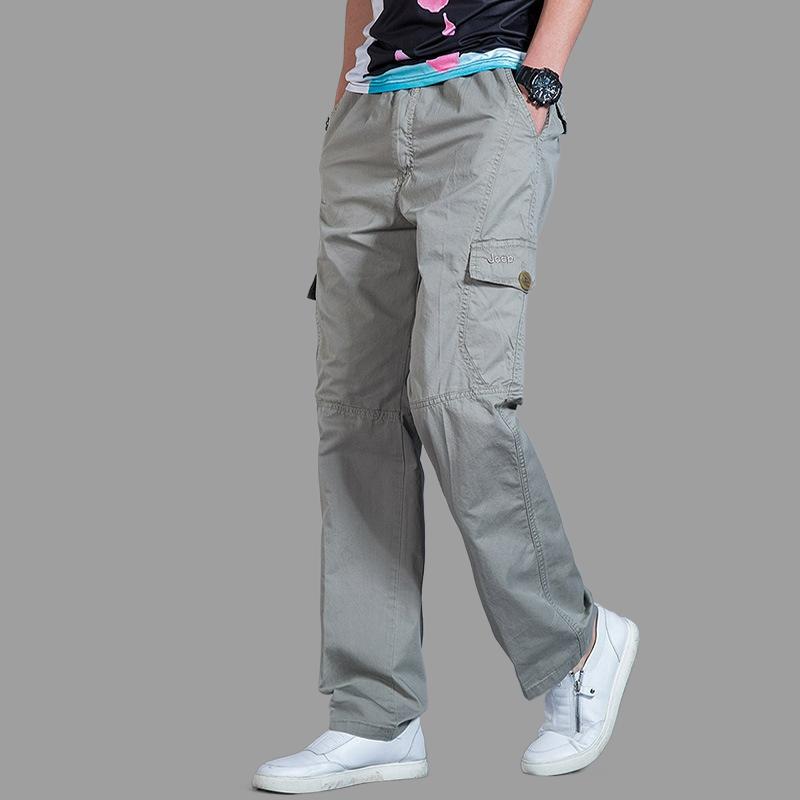 Cargo Pants Men's Loose Straight Oversize Clothing Solid Grey Versatile Work Wear Black Joggers Cotton Casual Male Trousers