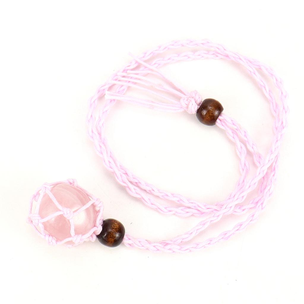 Natural Stone Mesh Pocket Woven Necklace Pendant Adjustable Retractable Mesh Pocket Hand Woven Necklace N557