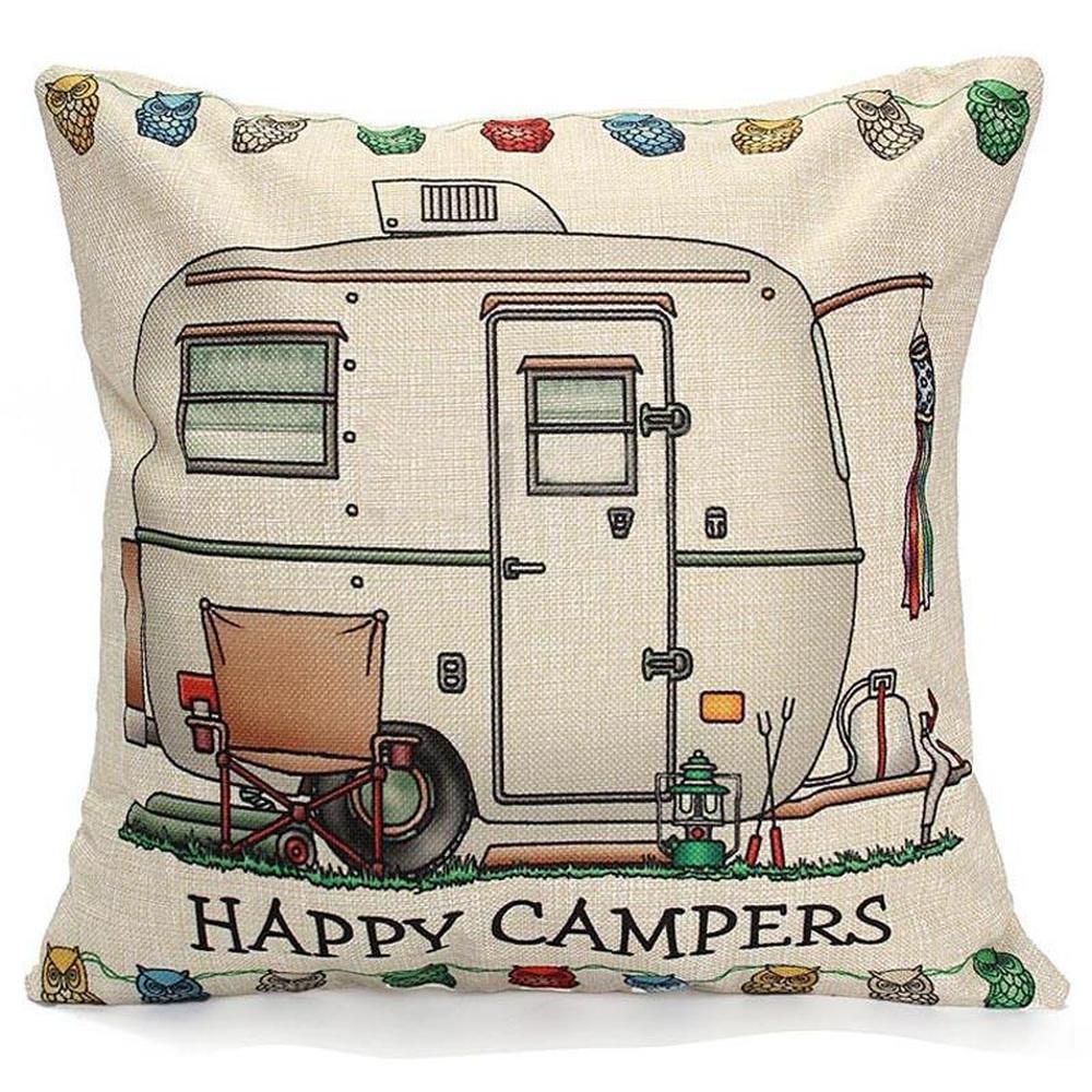 Potahy na polštář Happy Campers Pouzdro na polštář Camper Povlak na polštář do auta