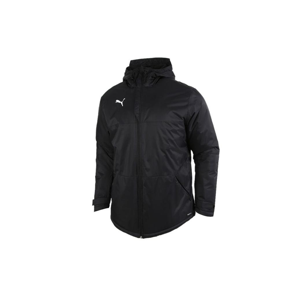 PUMA Fleece Lined Thermal Logo Windproof Casual Sports Hooded Puffer Jacket Winter Men's Black 657747-03