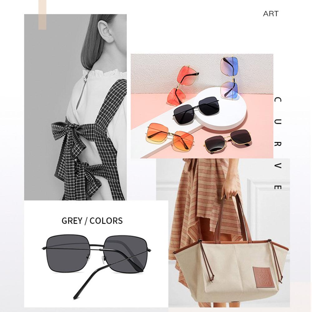 Large Frame Metal Square Sunglasses Korean Style Ocean Lens Shades  for Women & Men