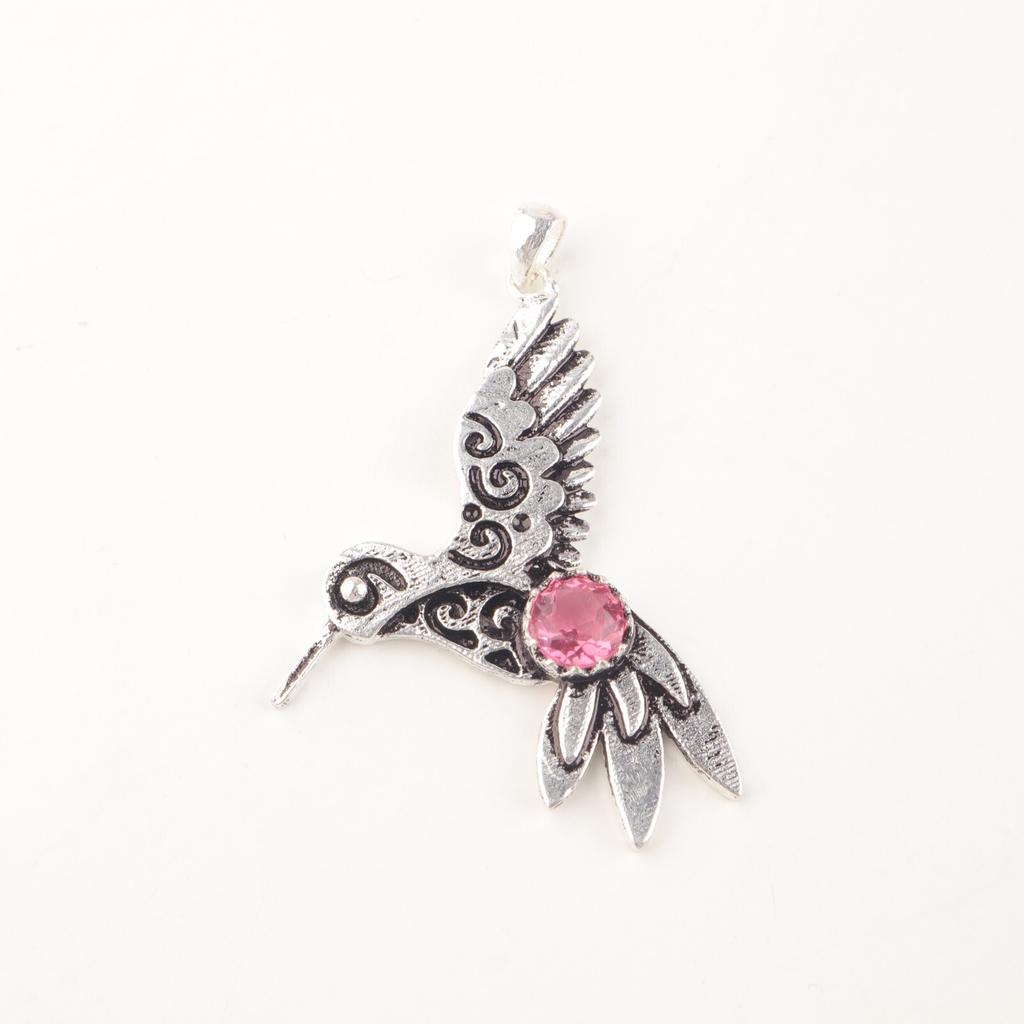 Pink Tourmaline Gemstone 925 Sterling Silver Jewelry Pendant 1.8" Unique Gift CP-20-19