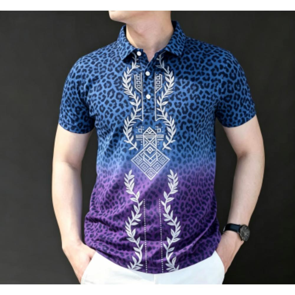 S-XXL Size Men's Fashion Print Polo Shirt Men's Outdoor Street Short Sleeve Tees Top Summer Casual T-shirt Men's and Women's Polo Shirt