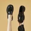 Frühling Neue Damen Lederschuhe Damen Schwarz Lässige Loafer Leder Plattform High Heels Britischen Stil Mode Schuhe
