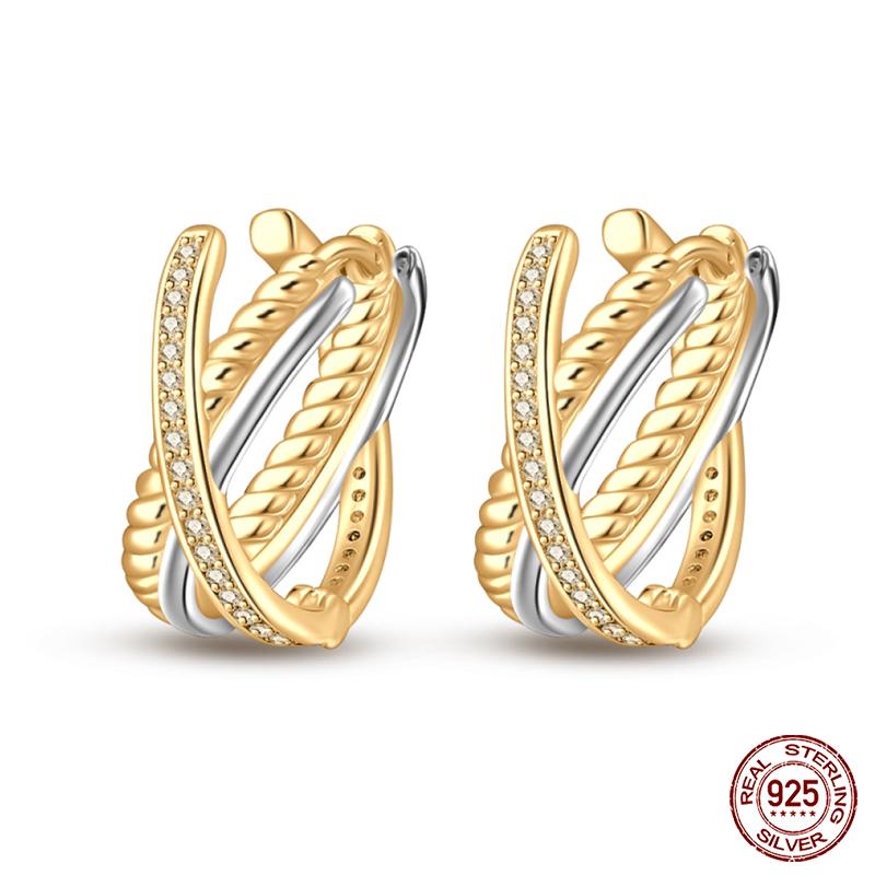 100% 925 Sterling Silver Rose Gold Heart Geometric Pave CZ Hoop Earrings For Women Wedding Engagement Birthday Jewelry Gift 2023