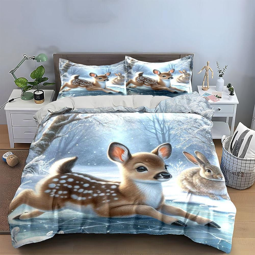 "Enchanting Winter Woodland Friends" Bedding Sets Duvet Covers Pillowcases(1* Duvet Cover 2* Pillowcases Without Duvet Insert)
