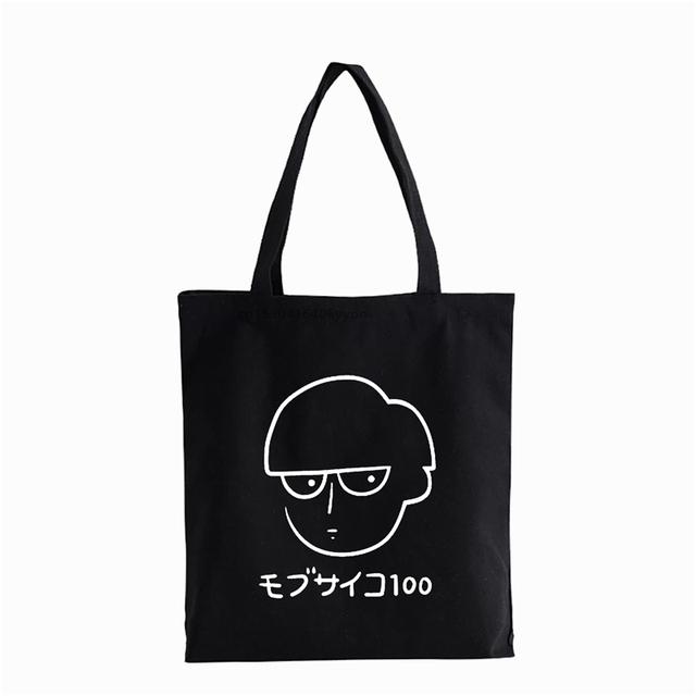 Mob Psycho 100 anime shopper bag Reusable Student Bookbag Fashion canvas bag Large Capacity Handbags Shigeo Kageyama Bags