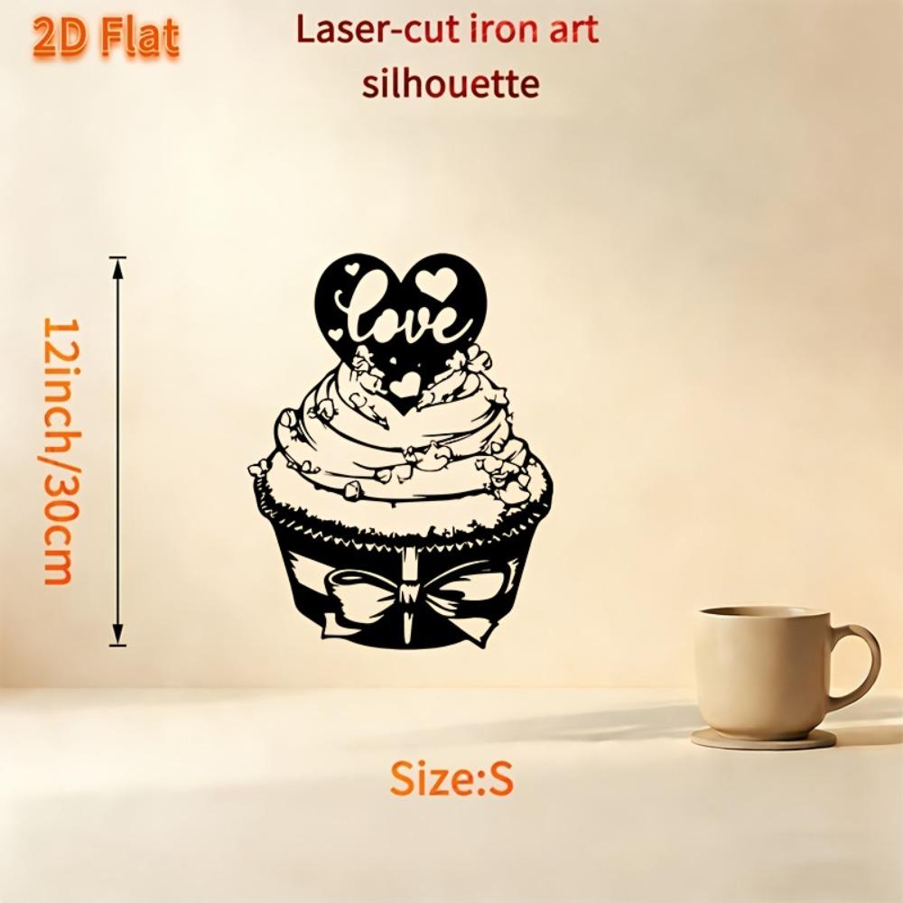 

2D Flat Iron Love Heart Wall Art, 1pc Metal Cupcake Decor for Valentine Wedding Bedroom Garden Fence, Romantic Weather Resistant Size/S 30cm/12inch