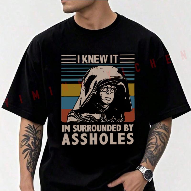 Men's Moto Cotton T-Shirt I Knew It Dark Helmet Spaceballs Tshirt Adventure Casual O-Neck Top Tee