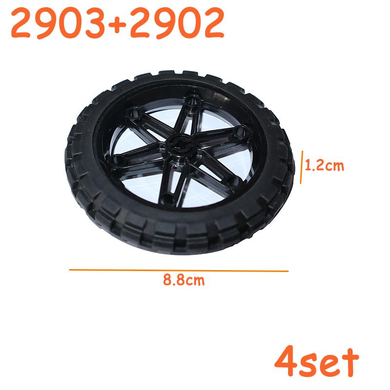 Tire Wheel Cross Hole Set Car Truck Wheels Hub Technical Bricks MOC Motorcycle Tyre & Rim Construction Building Blocks