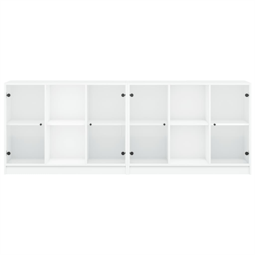 Book Cabinet with Doors White 204x37x75 Cm Engineered Wood