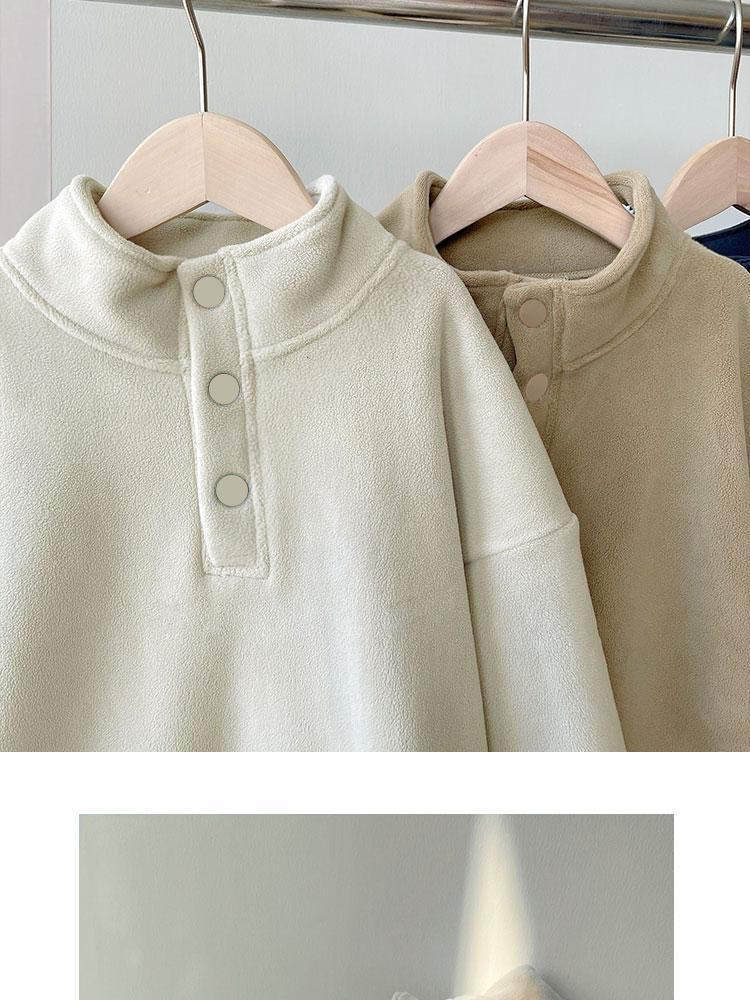 Children's Thick Coral Fleece Pullover Hoodie with Stand-up Collar for Autumn/Winter