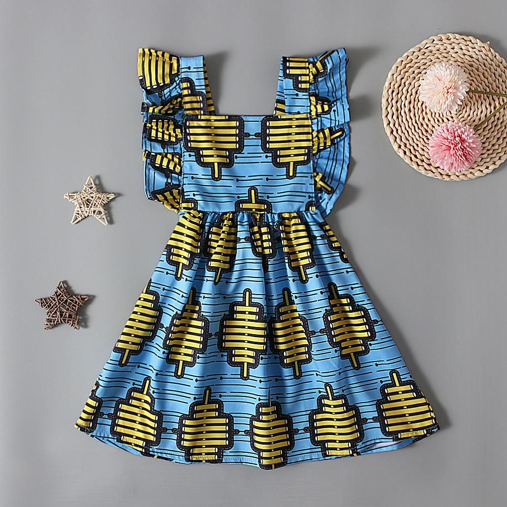 Ropa para bebés y niñas, vestido africano con estampado de estilo bohemio, mangas con volantes, sin espalda, para 1-6 años