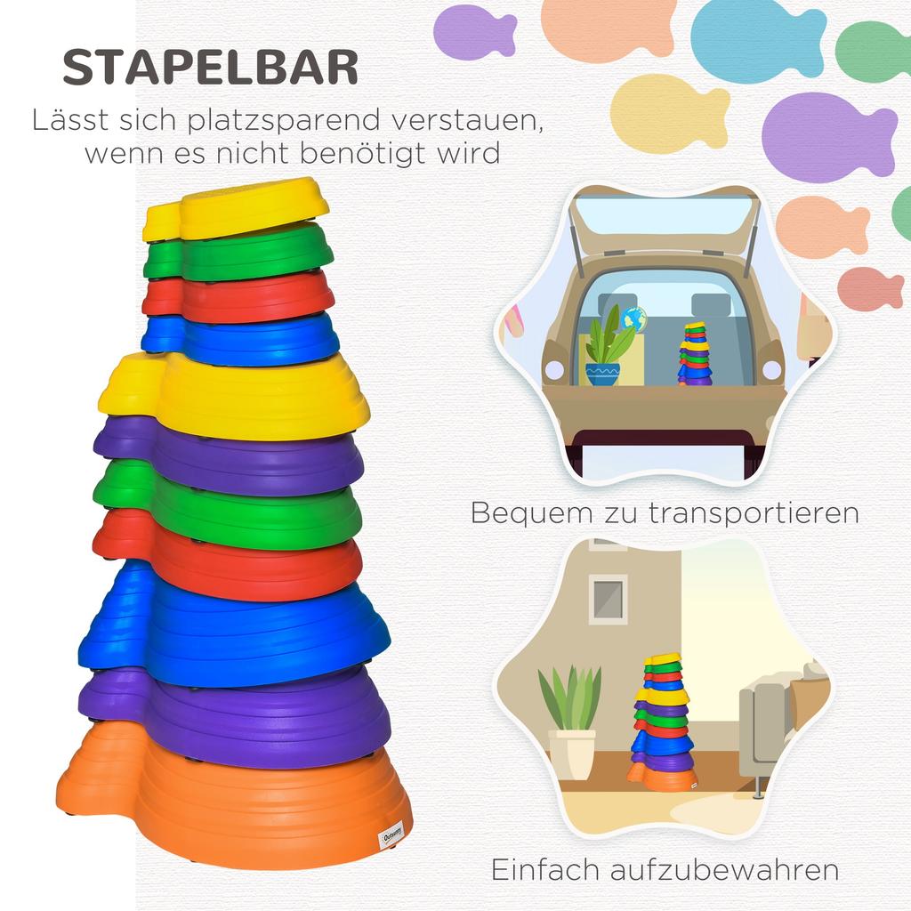 11 Piece Kids Balance Stepping Stones - Multicoloured