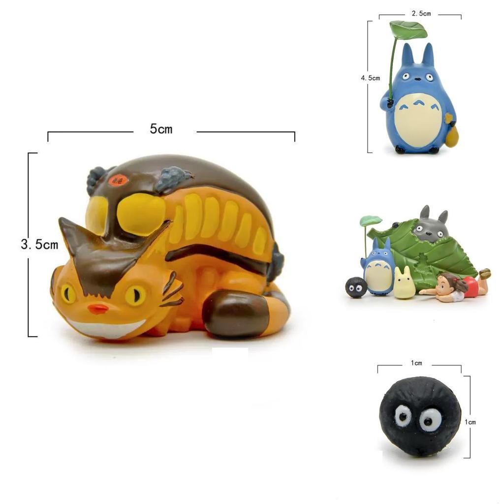 Cartoon My Neighbor Totoro Resin Craft With Leaf Detail And Blue Bus Scene For Gift And Decoration