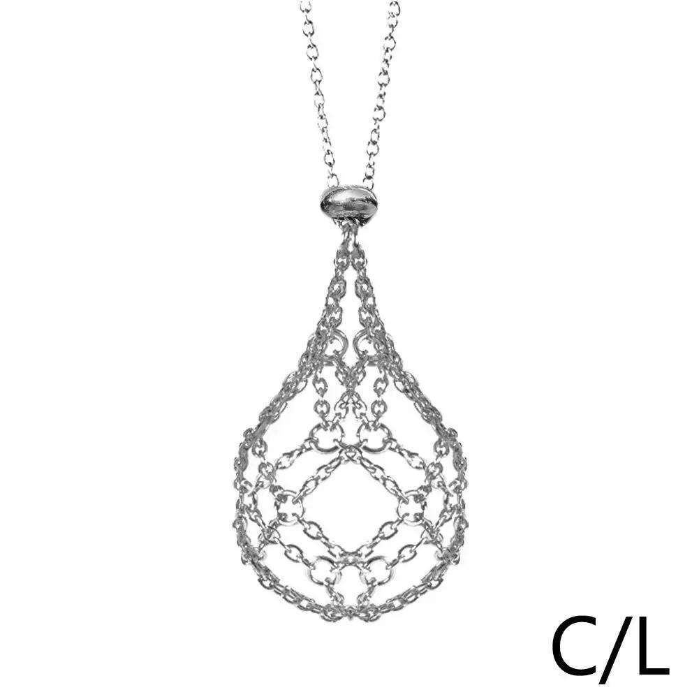 Steel Design Crystal Cage Necklace Holder Net Metal Chain Stone Collecting Holder Adjustable Pendant Jewelry