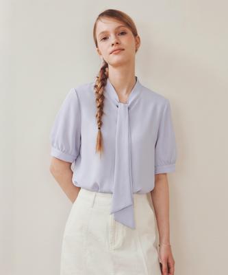 ZEROSTREET [7 Colors] Short Sleeve Tie Blouse