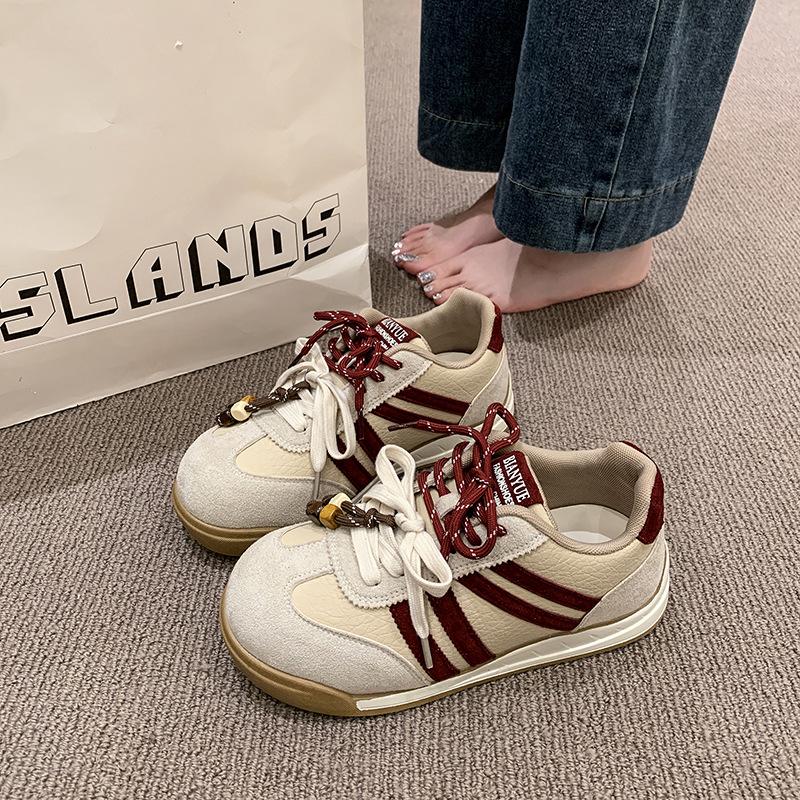 

Platform-soled German training shoes women s autumn 2025 new Hong Kong style retro heightening versatile white shoes casual sports board shoes 40 хаки