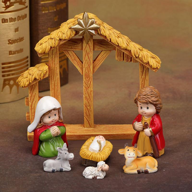 1Set Little People Toddler Toy Nativity Set Kids Pretend Play Set For Christmas Decoration Kids Xmas  Year Gift